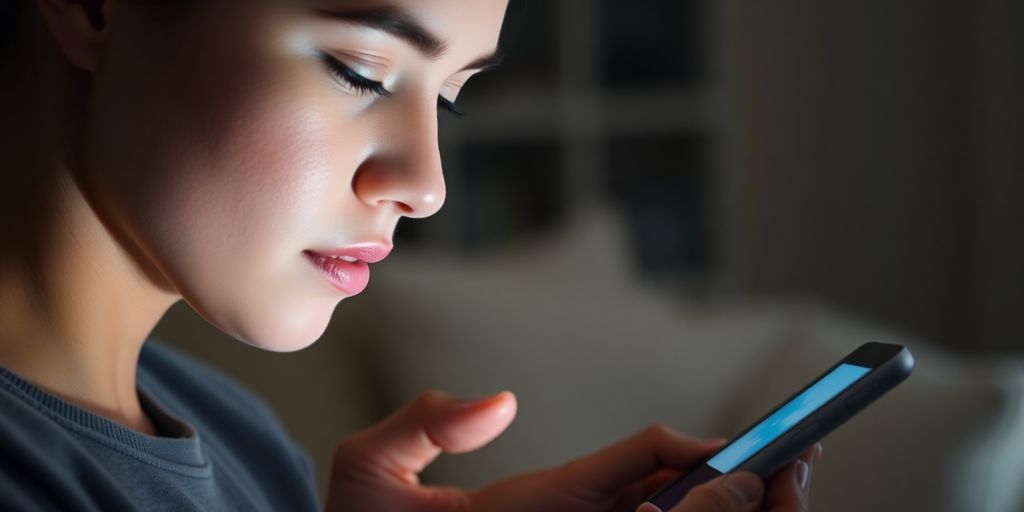 Person playing calming game, serene expression.