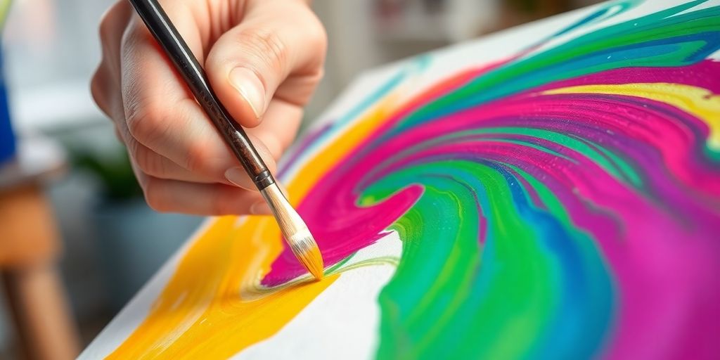 Person painting vibrant abstract art.